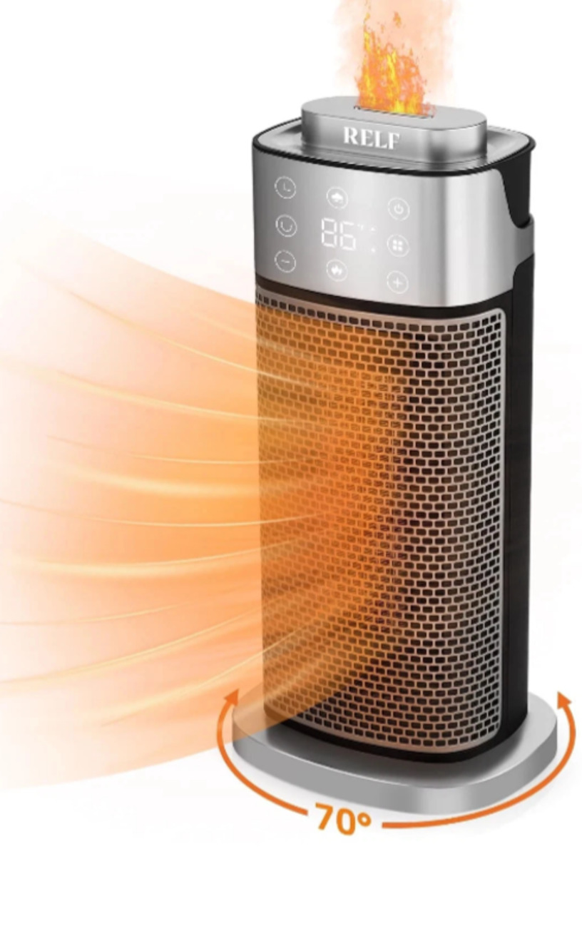 1500W PTC Ceramic Space Heater with Humidifier - 70° Oscillation